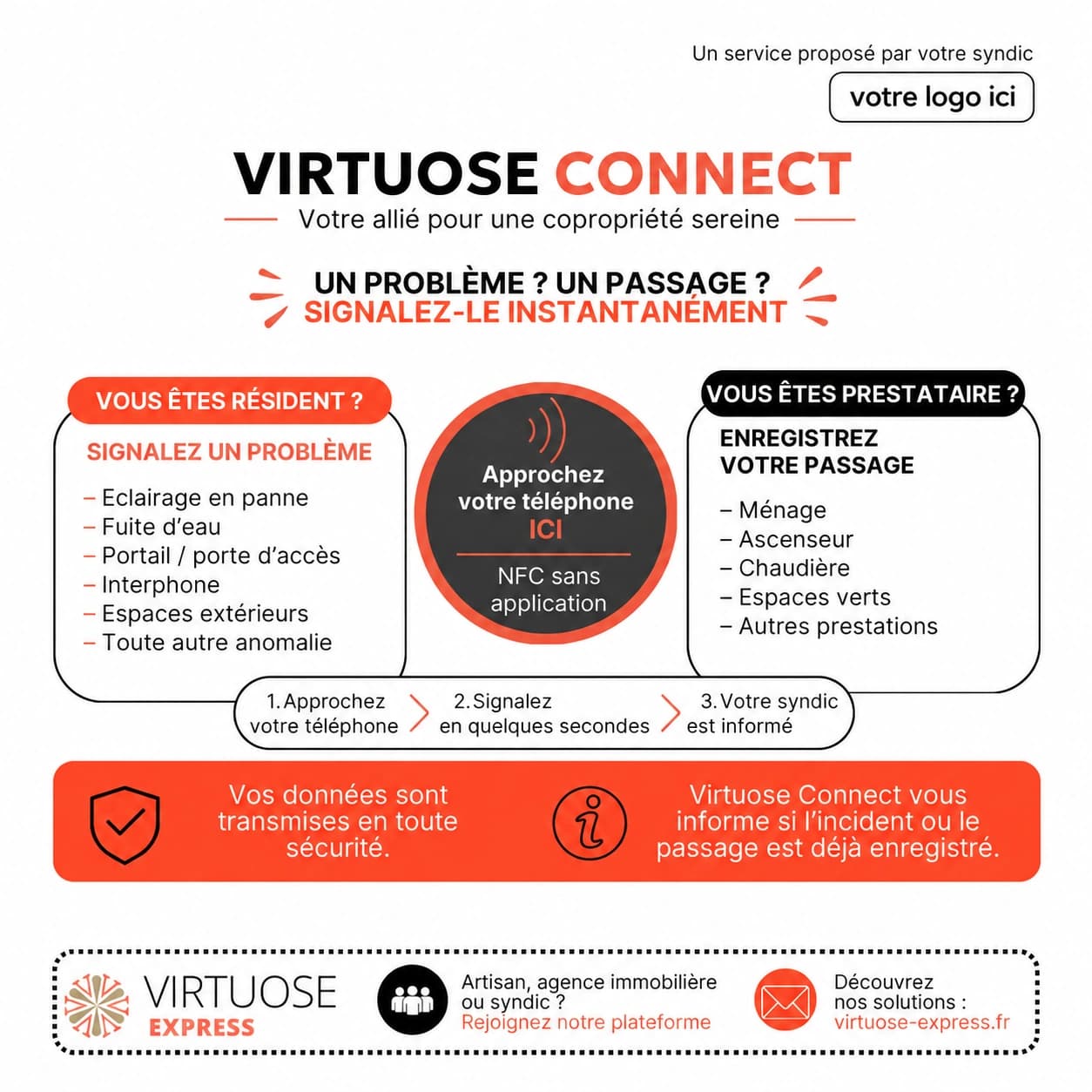 Plaque NFC Virtuose Connect personnalisable : votre logo ici